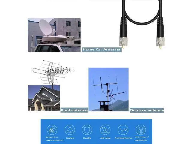 Alt view image 10 of 10 - CB Antenna Cable, RG8x Coax Jumper, 6ft UHF Male to Male Low Loss CB Coaxial Cables, 50 Ohm for HAM Radio Antenna
