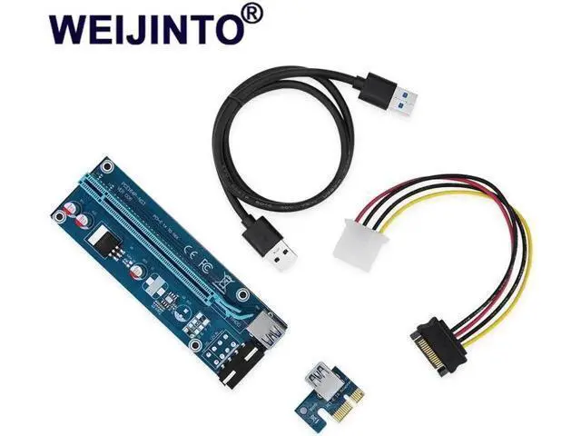 Alt view image 6 of 10 - lowest price PCI Express Riser Card PCI-E 1x to 16x Extender USB 3.0 data Cable&SATA to 4Pin IDE Molex Power cable 006