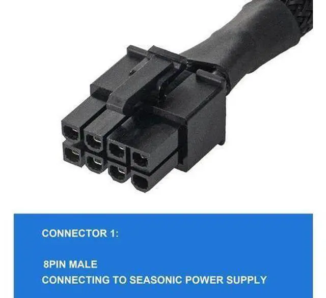 Alt view image 9 of 14 - Vszerda 2 Pack of PCIE Cable for Seasonic, PSU 8 pin Male to Dual PCIe 8pin (6+2) Male Power Supply for Seasonic Modular Power Supply (65cm)