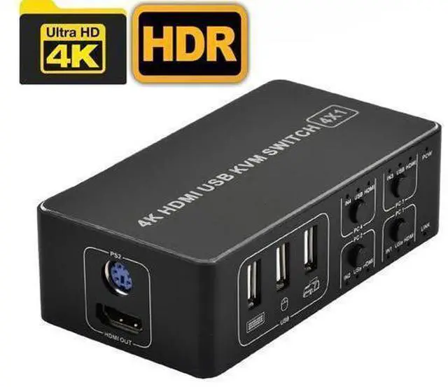 Alt view image 13 of 14 - 4 port KVM Switch 4K USB KVM Switcher 4 in 1 out 4KX2K/60HZ win10/8/mac os. PC laptop