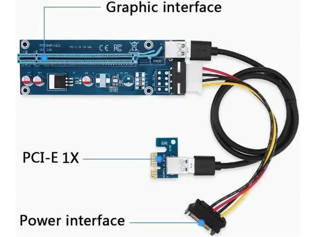 Alt view image 7 of 10 - lowest price PCI Express Riser Card PCI-E 1x to 16x Extender USB 3.0 data Cable&SATA to 4Pin IDE Molex Power cable 006