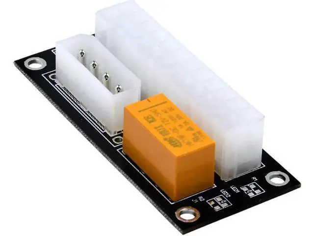 Alt view image 9 of 10 - Black Dual PSU Power Supply Sync Adapter Add2psu ATX 24Pin To 4pin Molex Synchronous Connector Riser Cable Miner Mining
