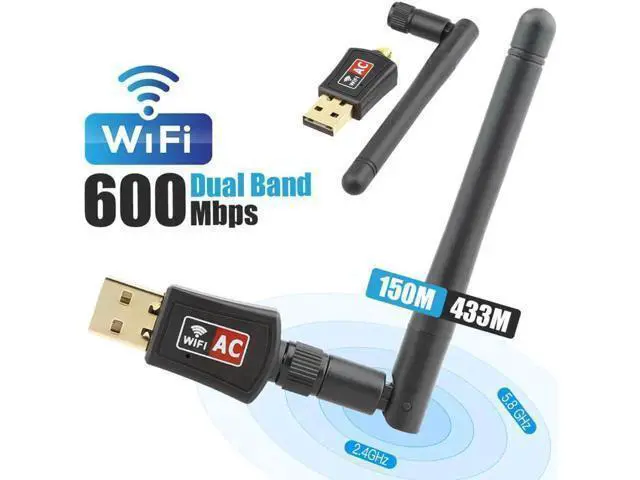 Alt view image 6 of 10 - WiFi Adapter AC600M Dual Band 5G/2.4GHz Wireless USB Adapter Network Card Wifi Receiver USB Ethernet LAN Adapter for PC