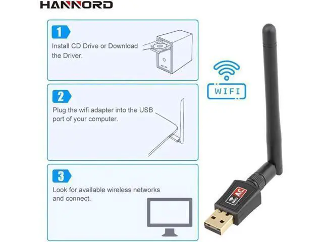 Alt view image 7 of 10 - WiFi Adapter AC600M Dual Band 5G/2.4GHz Wireless USB Adapter Network Card Wifi Receiver USB Ethernet LAN Adapter for PC