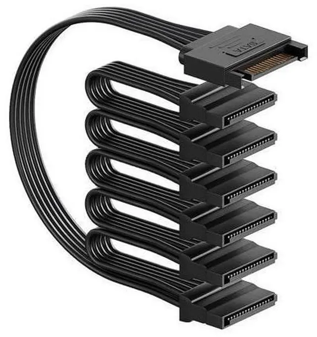 Alt view image 8 of 14 - Vszerda sata Power Splitter Cable 6 Way, 15 Pin SATA to 6 for HDDSSDOptical Drives, sata Power Connector Supply Extension Cable, Black