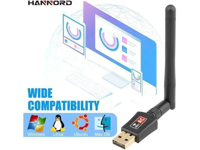 Alt view image 10 of 10 - WiFi Adapter AC600M Dual Band 5G/2.4GHz Wireless USB Adapter Network Card Wifi Receiver USB Ethernet LAN Adapter for PC