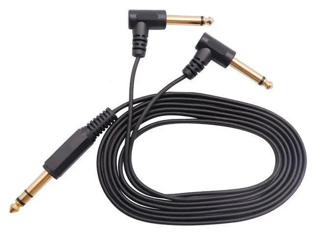 Alt view image 8 of 14 - Vszerda 6.35mm to 2 * 6.35 Audio Y Splitter Cable,Gold Plated 90 Degree 1/4 Inch 6.35mm Male TRS Stereo to 2(Dual) 6.35mm 1/4 Inch Male TS Mono Right Angle Y Splitter Audio Cable(1.8M/5.9 feet)