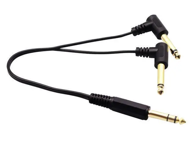 Alt view image 8 of 14 - Vszerda 6.35mm to 2 * 6.35 Audio Y Splitter Cable,Gold Plated 90 Degree 1/4 Inch 6.35mm Male TRS Stereo to 2(Dual) 6.35mm 1/4 Inch Male TS Mono Right Angle Y Splitter Audio Cable(30CM/12Inch)