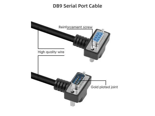 Alt view image 9 of 14 - Vszerda RS232 Serial Cable, 90 Degree DB9 Male to Female 9 Pin Straight Through Extension Cable for Data Access (1.6FT)