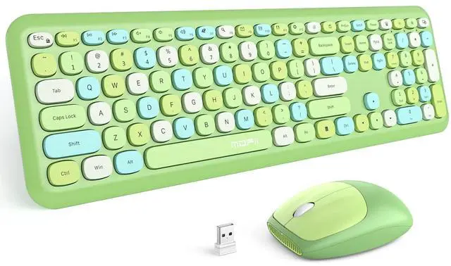 Alt view image 6 of 10 - MOFII Wireless Keyboard and Mouse Combo Silent, Slim Compact 2.4G USB Full Size Wireless Mouse and Keyboard Combo, Cute 110 Keys Keyboard for PC, Notebook, MacBook, Tablet, Laptop, Windows System