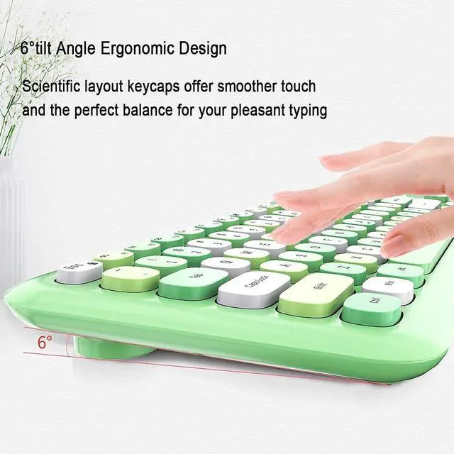 Alt view image 8 of 10 - MOFII Wireless Keyboard and Mouse Combo Silent, Slim Compact 2.4G USB Full Size Wireless Mouse and Keyboard Combo, Cute 110 Keys Keyboard for PC, Notebook, MacBook, Tablet, Laptop, Windows System