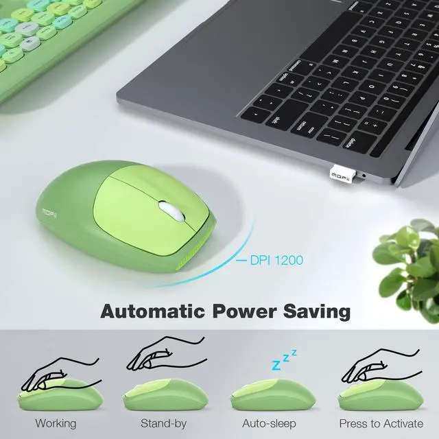 Alt view image 10 of 10 - MOFII Wireless Keyboard and Mouse Combo Silent, Slim Compact 2.4G USB Full Size Wireless Mouse and Keyboard Combo, Cute 110 Keys Keyboard for PC, Notebook, MacBook, Tablet, Laptop, Windows System