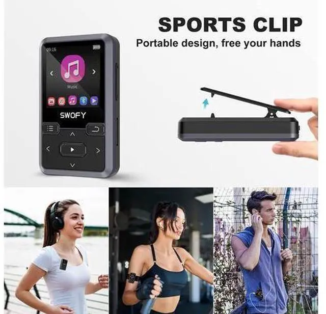 Alt view image 10 of 14 - 32GB Clip Mp3 Player with Bluetooth 5.0, Mini Portable Wearable Mp3 Player with FM Radio Recording, Music mp3 Player for Kids with Pedometer Mp3 and Mp4 Player, Max 128GB TF Card (Black).