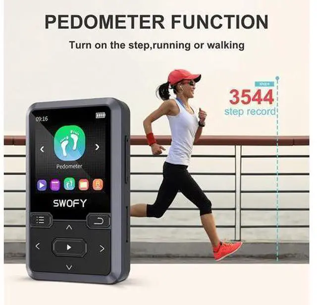 Alt view image 11 of 14 - 32GB Clip Mp3 Player with Bluetooth 5.0, Mini Portable Wearable Mp3 Player with FM Radio Recording, Music mp3 Player for Kids with Pedometer Mp3 and Mp4 Player, Max 128GB TF Card (Black).