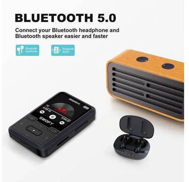 Alt view image 9 of 14 - 32GB Clip Mp3 Player with Bluetooth 5.0, Mini Portable Wearable Mp3 Player with FM Radio Recording, Music mp3 Player for Kids with Pedometer Mp3 and Mp4 Player, Max 128GB TF Card (Black).