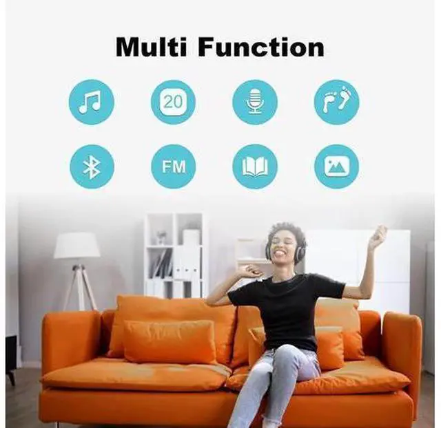 Alt view image 13 of 14 - 32GB Clip Mp3 Player with Bluetooth 5.0, Mini Portable Wearable Mp3 Player with FM Radio Recording, Music mp3 Player for Kids with Pedometer Mp3 and Mp4 Player, Max 128GB TF Card (Black).