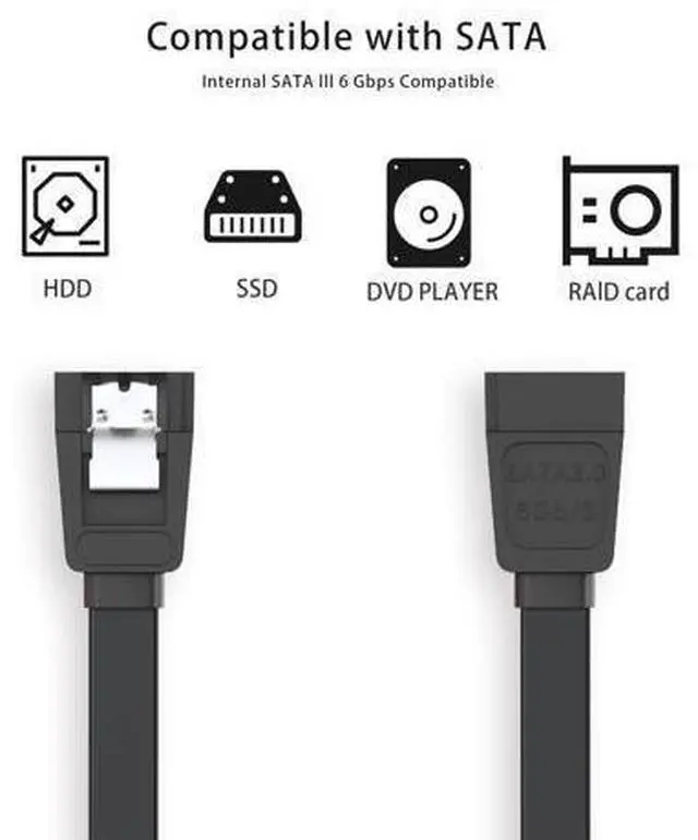 Alt view image 10 of 14 - Vszerda SATA Cable III for SSD HDD Data,3 PCS 6Gbps Straight Angle 15 Inch Sata Data Cable Compatible for SATA Hard Drive CD Driver, CD Writer,Black