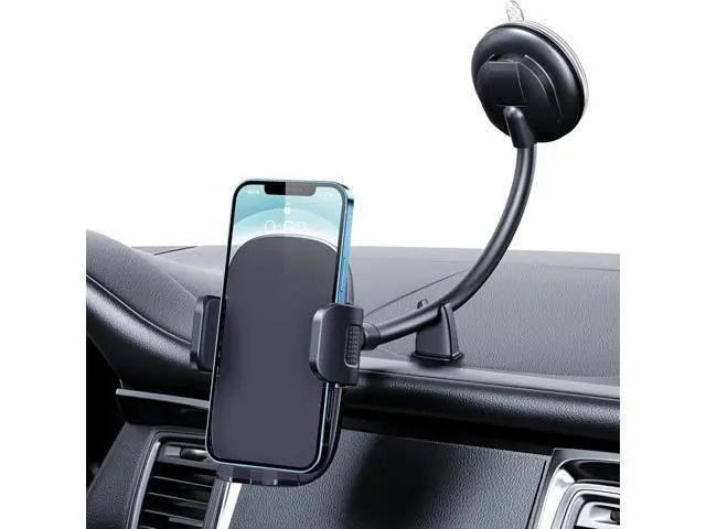 Alt view image 8 of 14 - Cell Phone Holder Long Arm Dashboard Windshield Car Phone Holder Anti-Shake Stabilizer Phone Car Holder Compatible with Phone Smartphone Grey