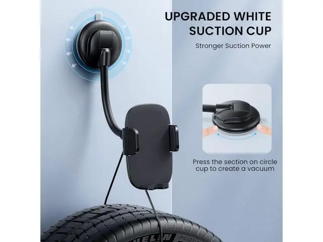 Alt view image 9 of 14 - Cell Phone Holder Long Arm Dashboard Windshield Car Phone Holder Anti-Shake Stabilizer Phone Car Holder Compatible with Phone Smartphone Grey