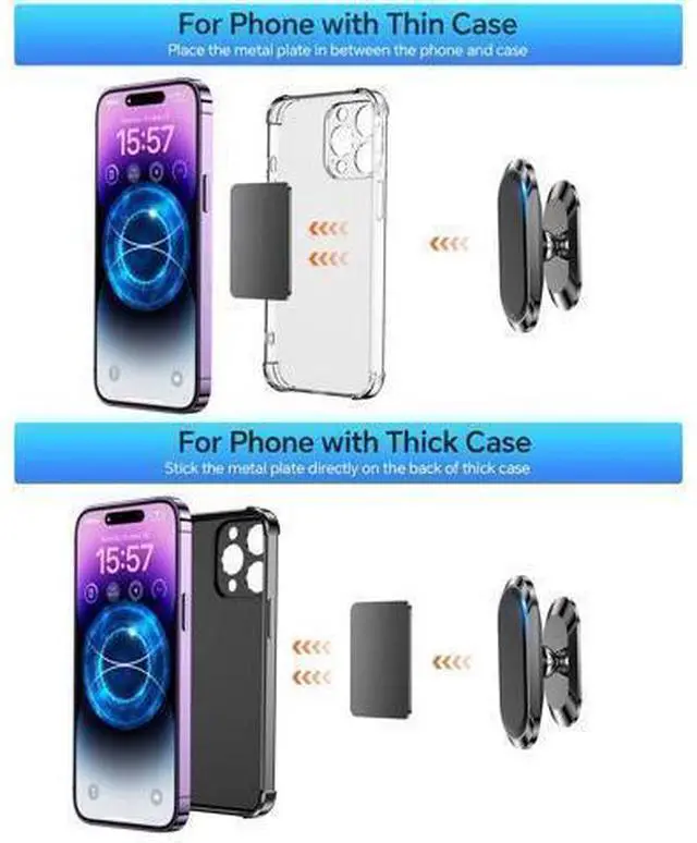 Alt view image 12 of 14 - 2-Pack Magnetic Phone Holder for Car DashStrong Magnet Magnetic Car Phone Holder Mount 4 Plate Phone Holders for Your Car Phone Mount for Car Dashboard Cell Phone Car Mount for iPhone Samsung