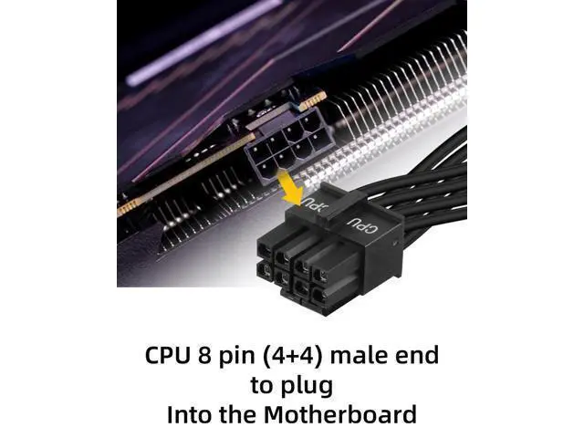 Alt view image 11 of 14 - Vszerda CPU Cable for Cor/sair PSUs,60CM CPU 8Pin to 8Pin PSUs to 20CM 8 Pin (4+4) CPU Power Cable,Male to Male CPU Power Cable for Modular Power Supply(Black,18AWG)