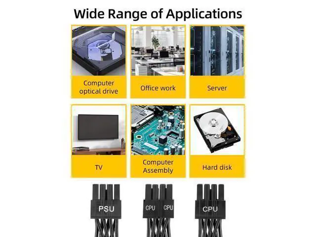 Alt view image 14 of 14 - Vszerda CPU Cable for Cor/sair PSUs,60CM CPU 8Pin to 8Pin PSUs to 20CM 8 Pin (4+4) CPU Power Cable,Male to Male CPU Power Cable for Modular Power Supply(Black,18AWG)