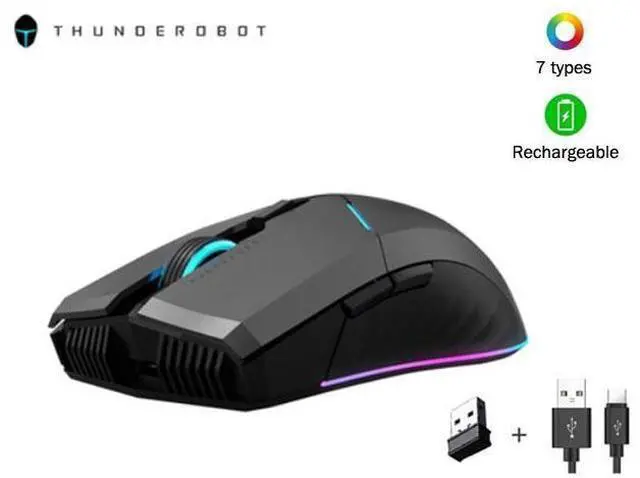 Alt view image 8 of 14 - ThundeRobot ML701 Wireless Gaming Mouse, Rechargeable Computer Gaming Mouse 5 Adjustable DP, 7 Color Light, 500Hz Polling Rate Gamer Mouse