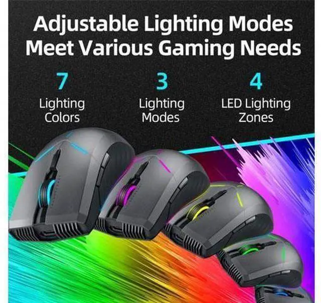 Alt view image 11 of 14 - ThundeRobot ML701 Wireless Gaming Mouse, Rechargeable Computer Gaming Mouse 5 Adjustable DP, 7 Color Light, 500Hz Polling Rate Gamer Mouse