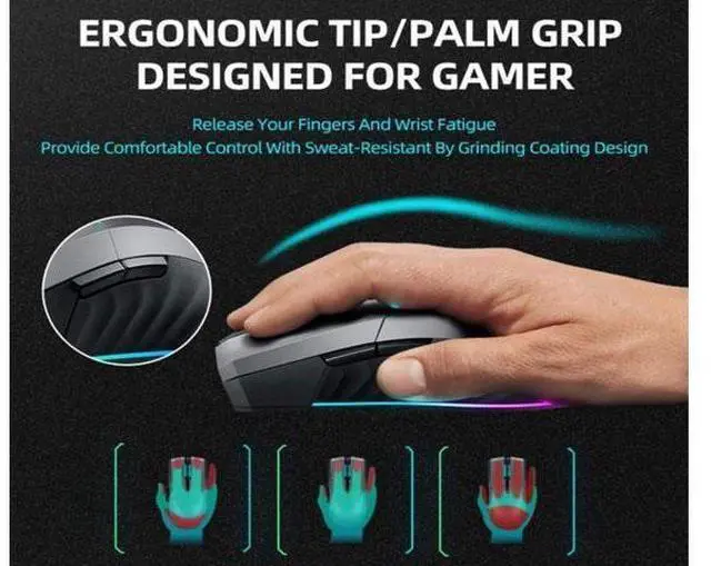 Alt view image 12 of 14 - ThundeRobot ML701 Wireless Gaming Mouse, Rechargeable Computer Gaming Mouse 5 Adjustable DP, 7 Color Light, 500Hz Polling Rate Gamer Mouse