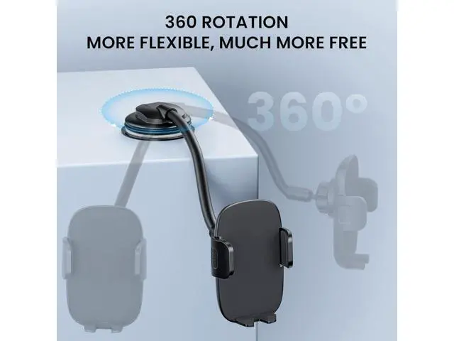 Alt view image 12 of 14 - Cell Phone Holder Long Arm Dashboard Windshield Car Phone Holder Anti-Shake Stabilizer Phone Car Holder Compatible with Phone Smartphone Grey