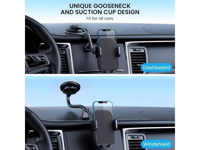 Alt view image 13 of 14 - Cell Phone Holder Long Arm Dashboard Windshield Car Phone Holder Anti-Shake Stabilizer Phone Car Holder Compatible with Phone Smartphone Grey