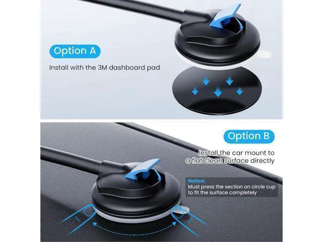 Alt view image 14 of 14 - Cell Phone Holder Long Arm Dashboard Windshield Car Phone Holder Anti-Shake Stabilizer Phone Car Holder Compatible with Phone Smartphone Grey