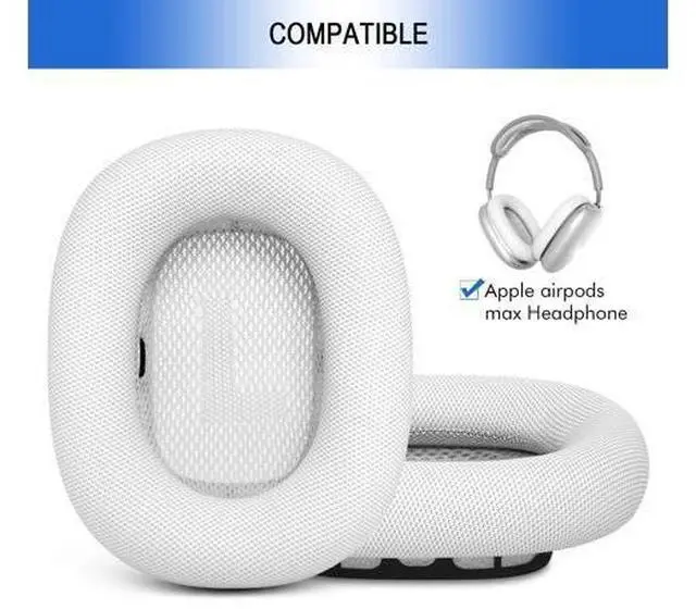 Alt view image 7 of 10 - Ear Cushions Replacement for AirPods Max - Upgraded Ear Cups for Apple Headphones - GVOEARS Ear Pads Cover with Protein Leather Memory Foam (White)
