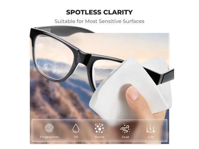 Alt view image 9 of 14 - 20 Pack Lens Cleaning Cloth | Microfiber Cleaning Cloth | Camera Lens Cleaner | Camera Lens Glasses VR/AR Headset and Screen Cleaning | White & Grey