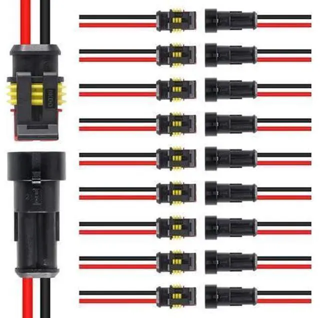 Alt view image 8 of 14 - 10 Pack 2 Pin Wire Connector 16 AWG Waterproof Automotive Electrical Connectors Deutsch Connector Male and Female Wire Connectors for Car Truck Boat