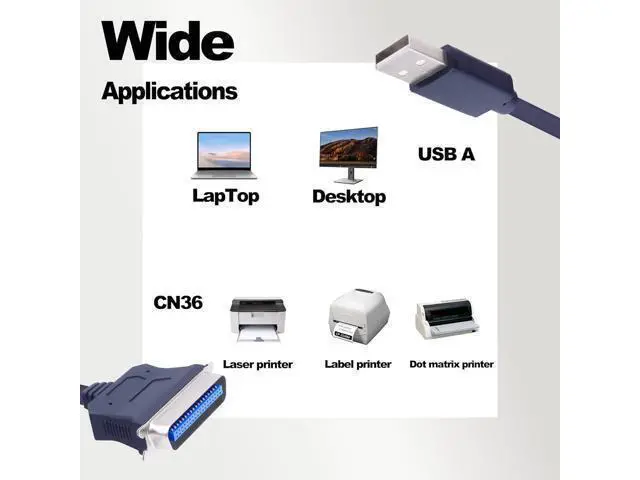 Alt view image 13 of 14 - USB to CN36 Parallel Port Printer Cable USB 2.0 to Centronics 36 Pin Parallel IEEE 1284 Printer Adapter Cable Converter Cord-1.2M/3.9FT