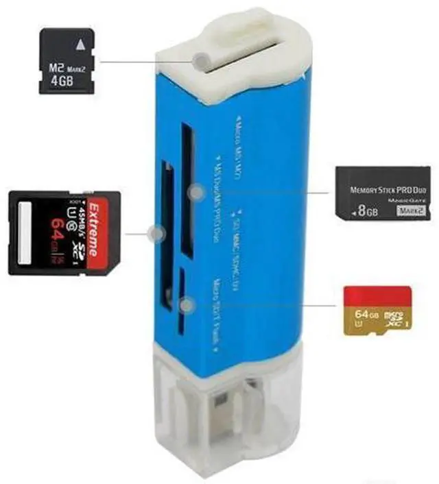 Alt view image 6 of 10 - shipping 4 in 1 Micro USB 2.0 Memory Card Reader usb Adapter for Micro SD card TF M2 MMC MS PRO DUO Card Reader