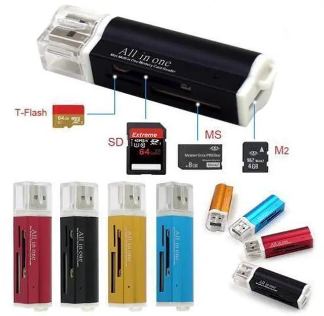 Alt view image 8 of 10 - shipping 4 in 1 Micro USB 2.0 Memory Card Reader usb Adapter for Micro SD card TF M2 MMC MS PRO DUO Card Reader