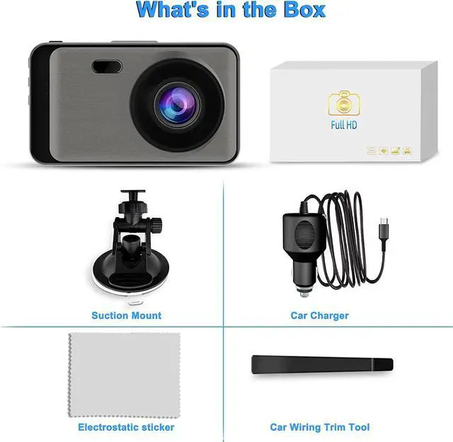 Alt view image 14 of 14 - Dash Cam Front,Dashcams for Cars 1080P FHD with 32GB SD Card, Dash Camera for Cars with WDR Night Vision,3-Inch LCD Screen 170° Wide Loop Recording