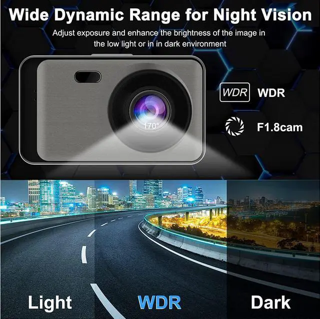 Alt view image 13 of 14 - Dash Cam Front,Dashcams for Cars 1080P FHD with 32GB SD Card, Dash Camera for Cars with WDR Night Vision,3-Inch LCD Screen 170° Wide Loop Recording