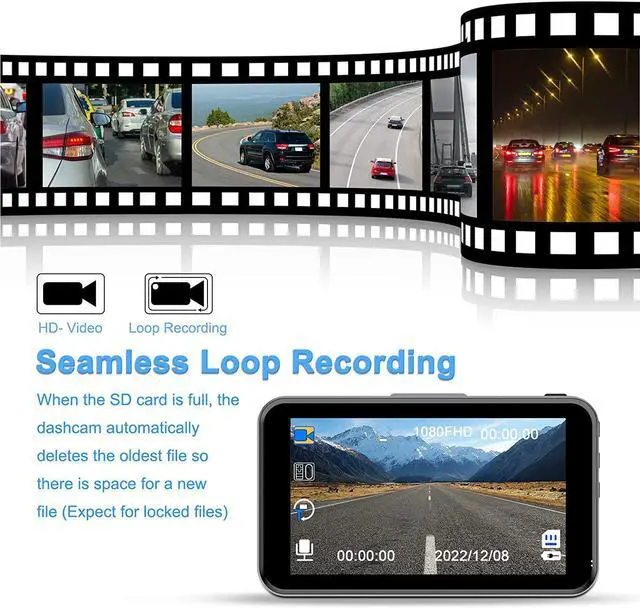 Alt view image 10 of 14 - Dash Cam Front,Dashcams for Cars 1080P FHD with 32GB SD Card, Dash Camera for Cars with WDR Night Vision,3-Inch LCD Screen 170° Wide Loop Recording