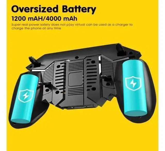 Alt view image 8 of 10 - Mobile Game Controller Gamepad With NEW AK77 Phone Cooler Fan Game Controller Grip 6 Finger TriggerJoystick For PUBG