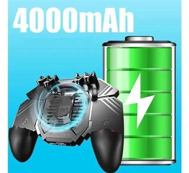 Alt view image 6 of 10 - Mobile Game Controller Gamepad With NEW AK77 Phone Cooler Fan Game Controller Grip 6 Finger TriggerJoystick For PUBG