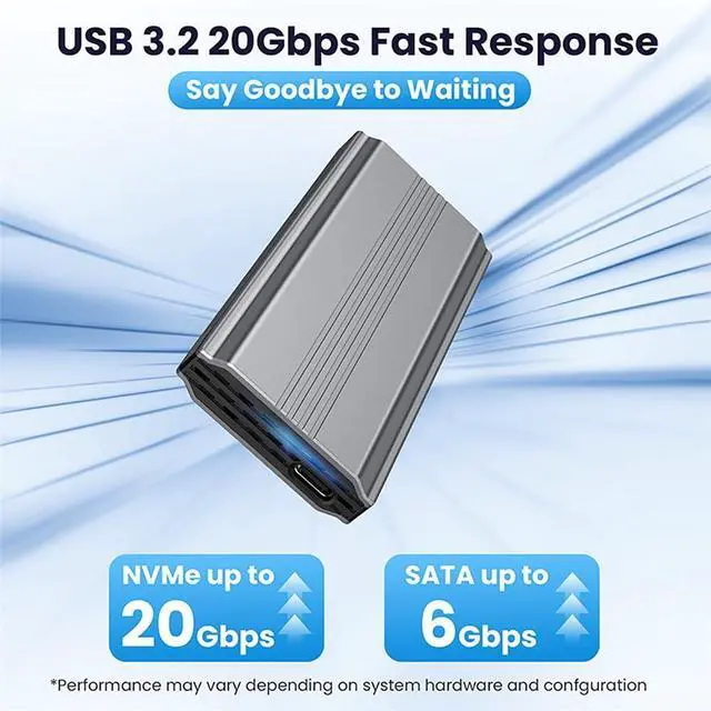 Alt view image 9 of 10 - Cablecc USB4 20Gbps Type-C USB3.2 to NGFF M-Key M.2 NVME SATA SSD PCBA Enclosure 2280/2242/2260mm RTL9220