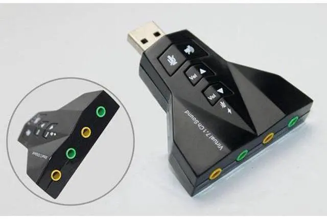 Alt view image 6 of 6 - 2 in 1 3D External Usb Audio Sound Card 7.1 Digital Dual Virtual 7.1 Channel USB 2.0 Audio Adapter Double Sound Card