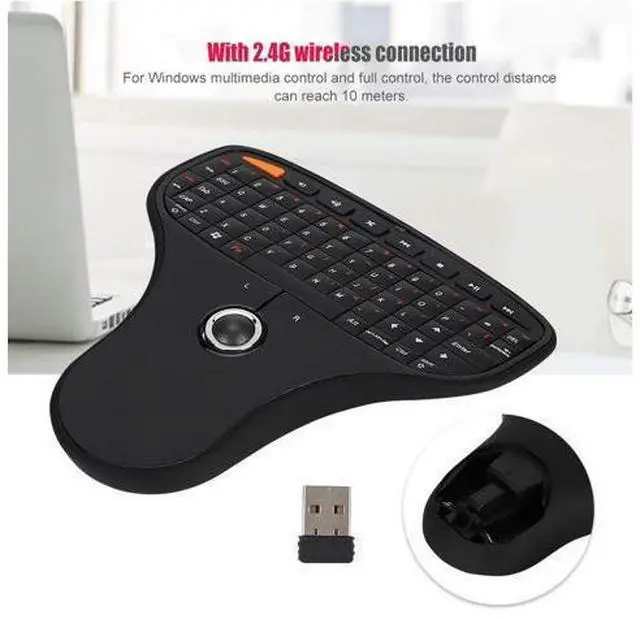 Alt view image 8 of 10 - 070 Keyboard Trackball Portable Keyboard Trackball 2.4G Wireless Mini USB Multimedia Keyboard for TV Computer Keyboard