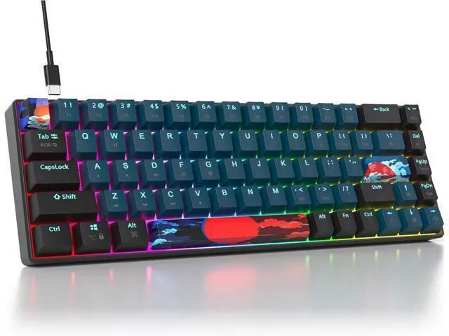 Alt view image 7 of 12 - 65 Percent Mechanical Gaming Keyboard 68 Keys RGB Gaming Keyboard with Red Switch Wired Keyboard for Windows PS4/5 Xbox Gamers(68 Monster)