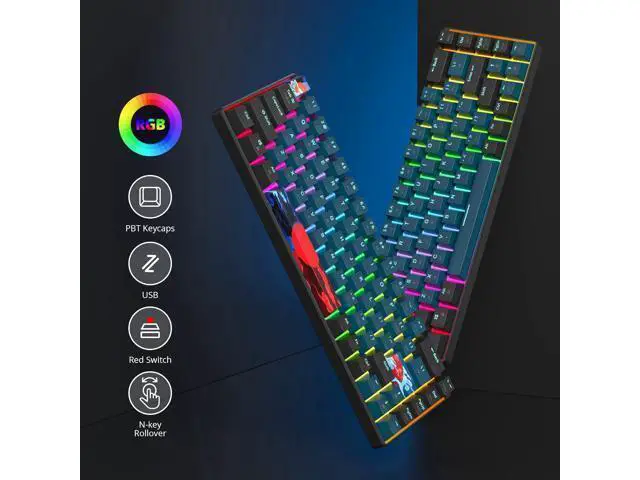 Alt view image 8 of 12 - 65 Percent Mechanical Gaming Keyboard 68 Keys RGB Gaming Keyboard with Red Switch Wired Keyboard for Windows PS4/5 Xbox Gamers(68 Monster)
