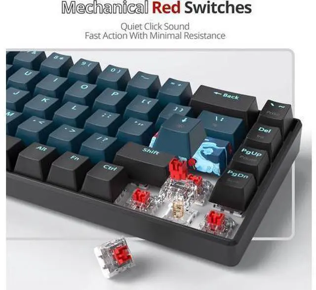 Alt view image 9 of 12 - 65 Percent Mechanical Gaming Keyboard 68 Keys RGB Gaming Keyboard with Red Switch Wired Keyboard for Windows PS4/5 Xbox Gamers(68 Monster)