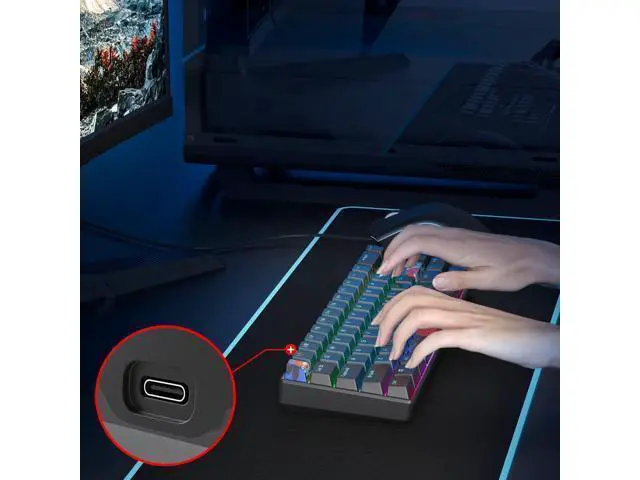 Alt view image 11 of 12 - 65 Percent Mechanical Gaming Keyboard 68 Keys RGB Gaming Keyboard with Red Switch Wired Keyboard for Windows PS4/5 Xbox Gamers(68 Monster)